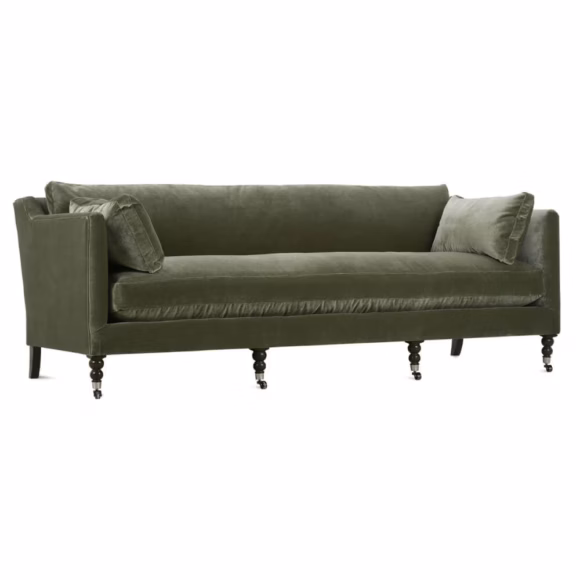 90" Madeline Sofa - Antiqued Moss Velvet - Image 3