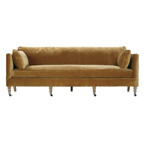 90" Madeline Sofa - Antiqued Amber Velvet
