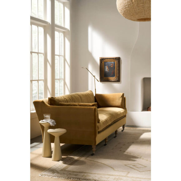 90" Madeline Sofa - Antiqued Amber Velvet - Image 3
