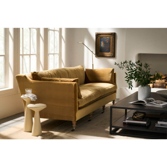 90" Madeline Sofa - Antiqued Amber Velvet - Image 4