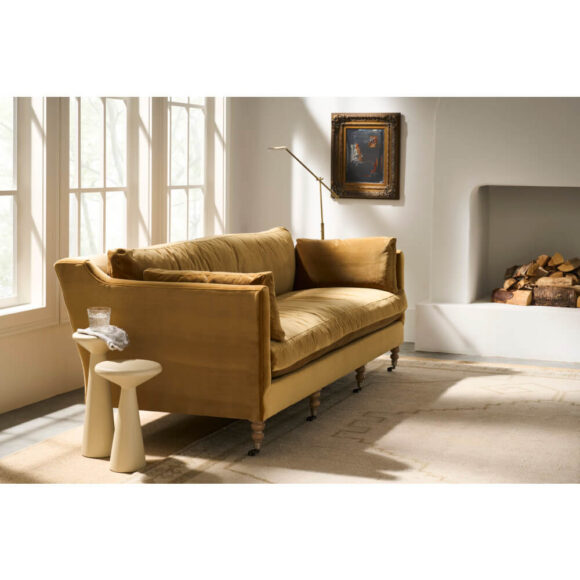 90" Madeline Sofa - Antiqued Amber Velvet - Image 5