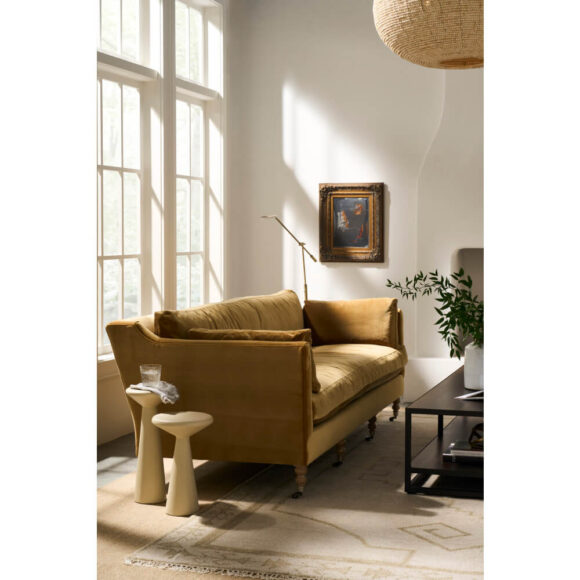 90" Madeline Sofa - Antiqued Amber Velvet - Image 6