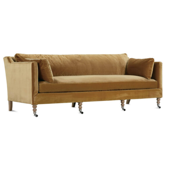 90" Madeline Sofa - Antiqued Amber Velvet - Image 7